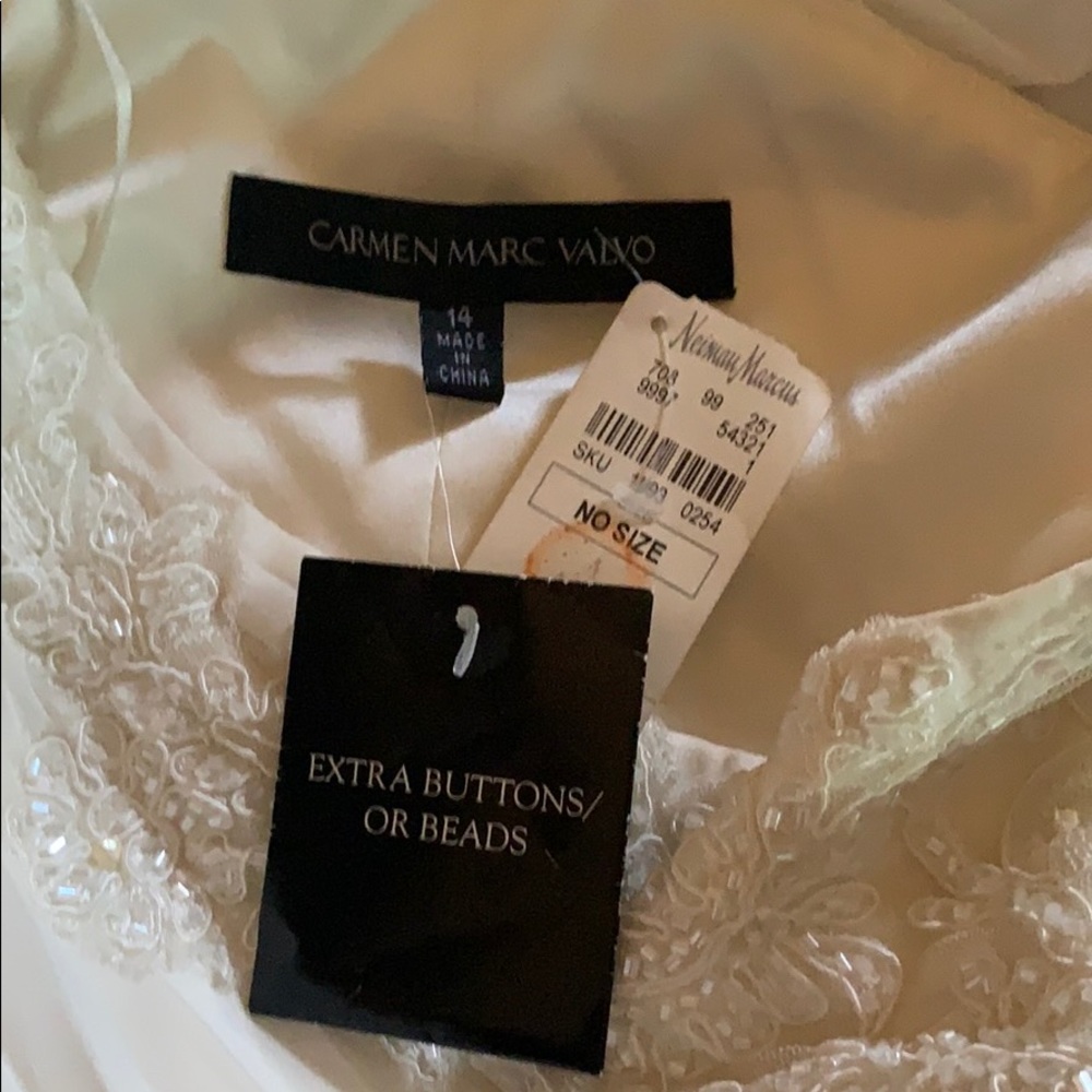 NWT Carmen Marc Valvo Ivory Beaded Dress 14 - Picture 6 of 8